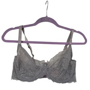 Grey bra 34F lace and sparkly details, underwire - good preloved condition!